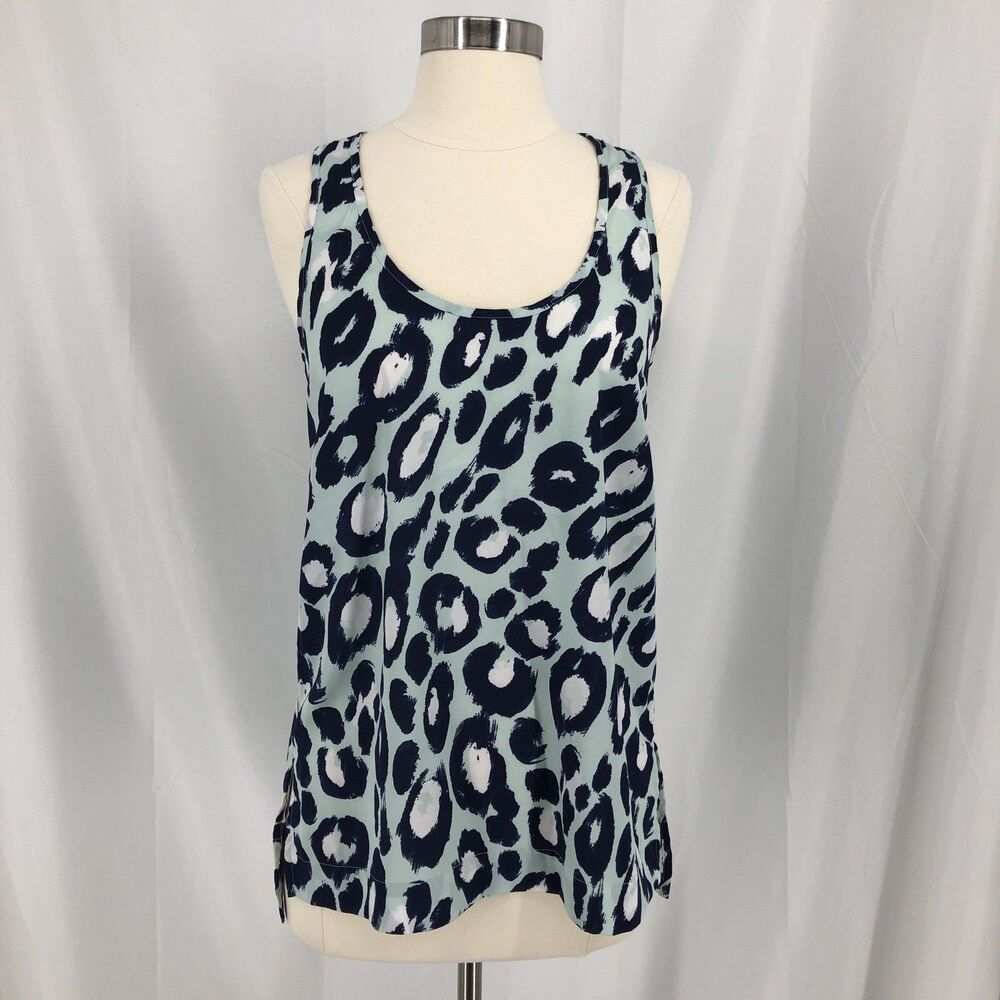 Banana Republic Women’s Top Size XS Blue Sleeveless Leopard Print